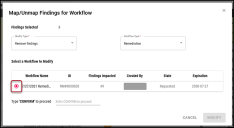 Remove Findings Workflow - Select Workflow
